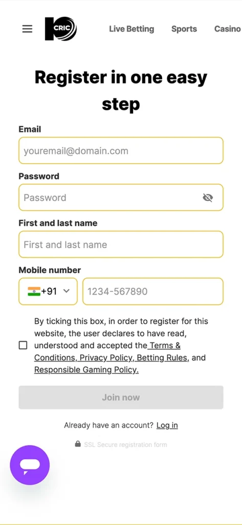 Create your account with 10cric app and start winning.