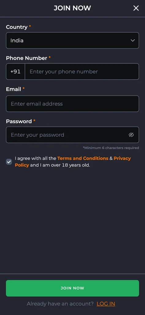 Register at 9winz app and start your live casino betting adventure.