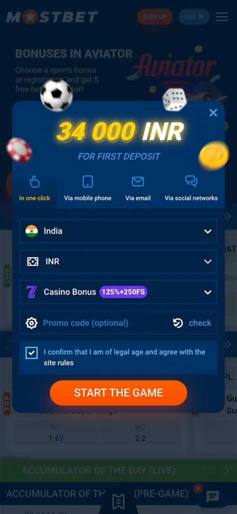 Complete your registration at Mostbet app and start playing live casino games.