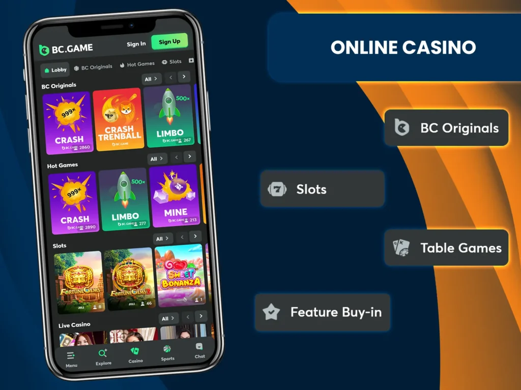 BC Game's extensive library of casino games has something for everyone.
