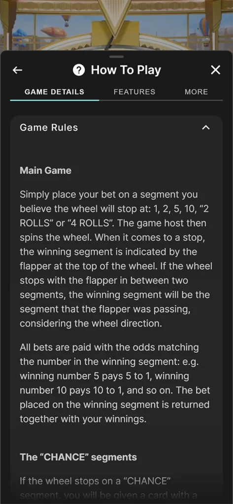 Monopoly rules in a live casino.