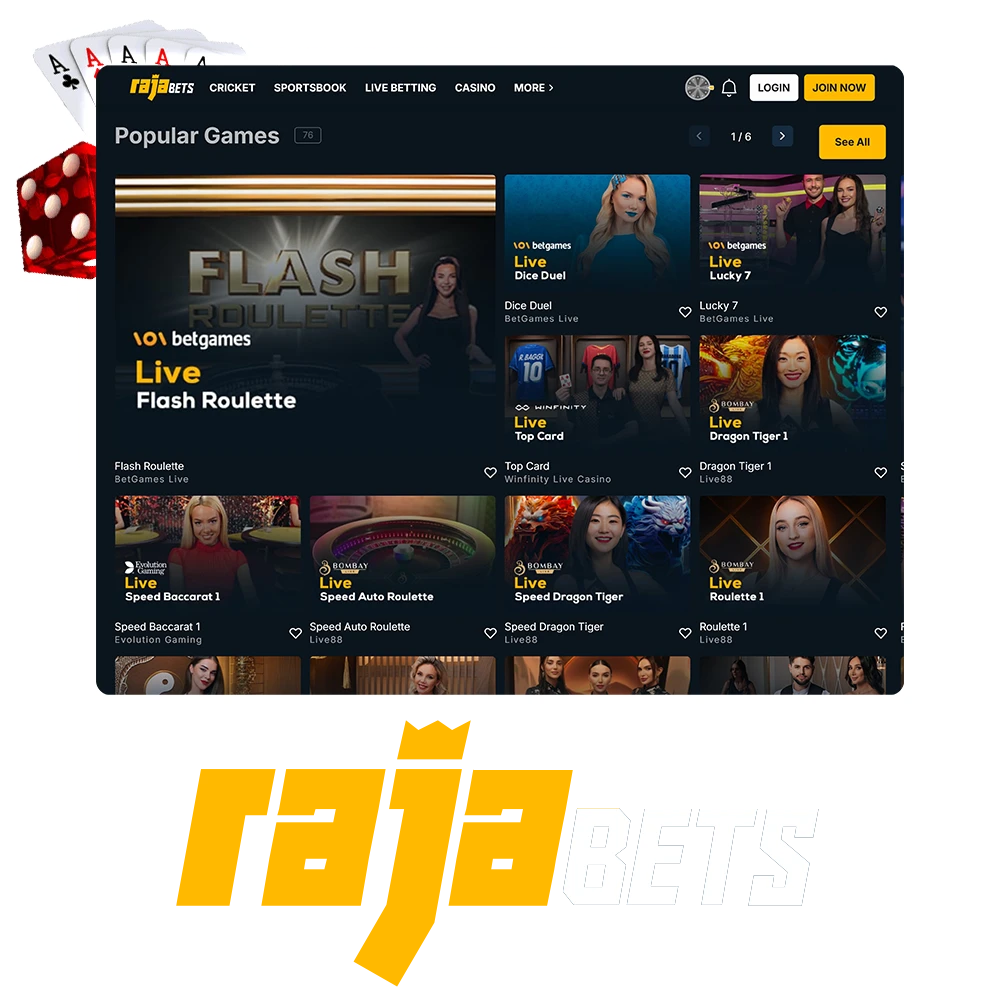 Live casino Rajabets offers a wide variety of games and a generous bonuses.