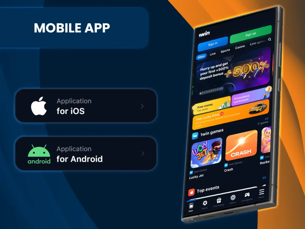 Play at 1win using the full Android app or PWA for iOS.