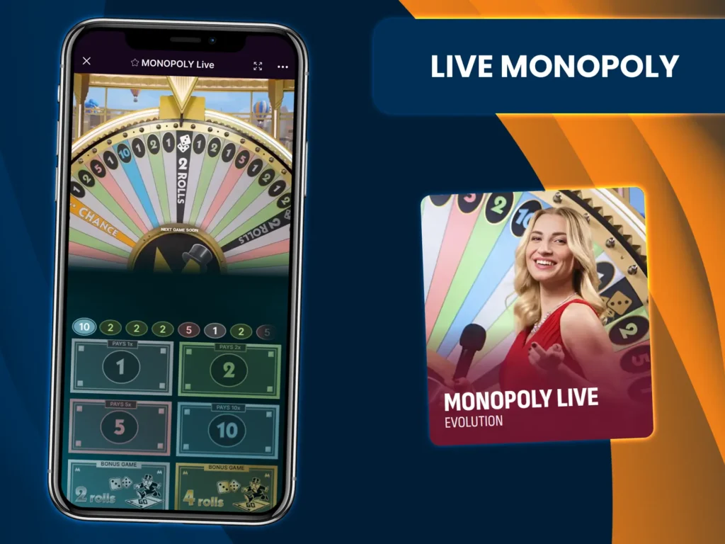 Live Monopoly on Batery's platform offers a money wheel, live host, and 3D bonuses.