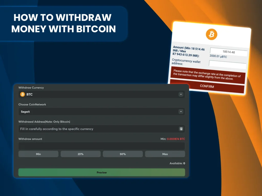 Learn how to withdraw your winnings from Live Casinos with Bitcoin.