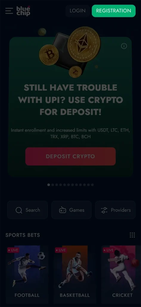 Start creating a Bluechip account by clicking on the signup button.