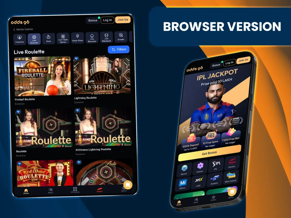 Use the browser version of Odds96 if you don't want to install anything.