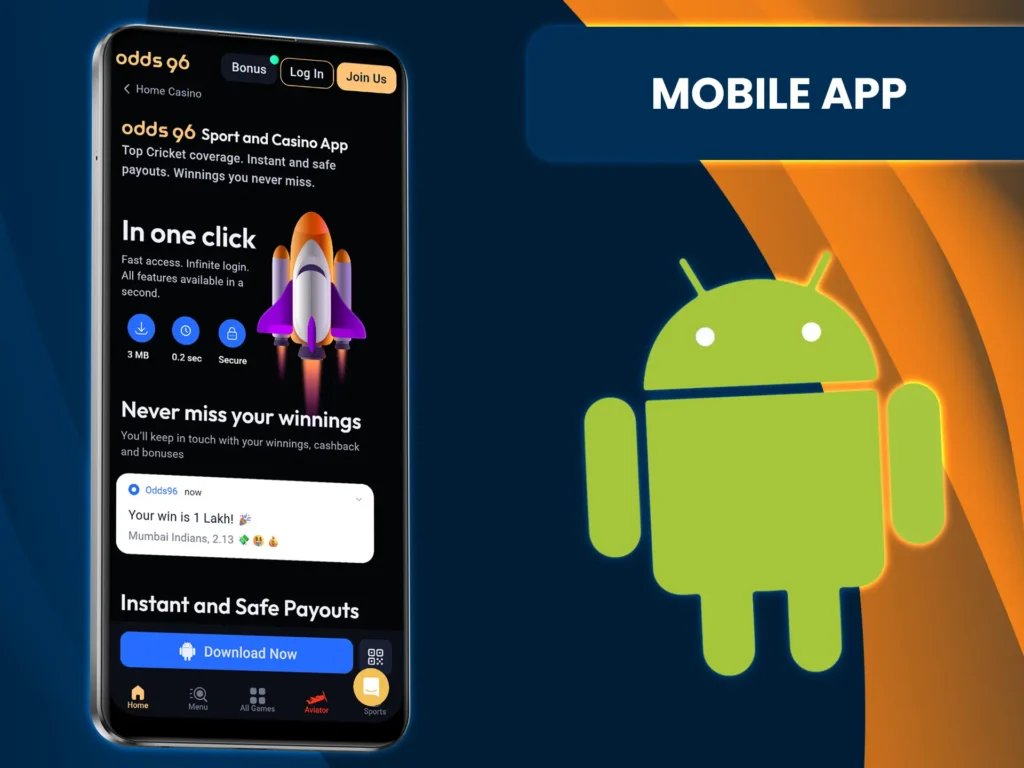 Odds96 offers a full Android app, while iOS users can take advantage of the PWA version.