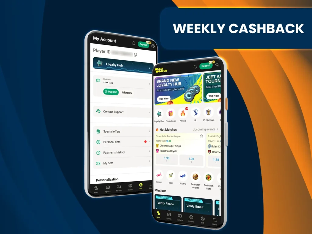 Get cash back on your losses every Monday with Parimatch.