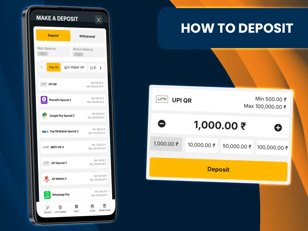 Refill your Rajabets wallet in a convenient way via the website or app.