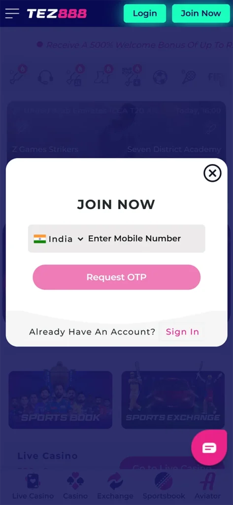 To sign up for Tez888, you need to provide your phone number.