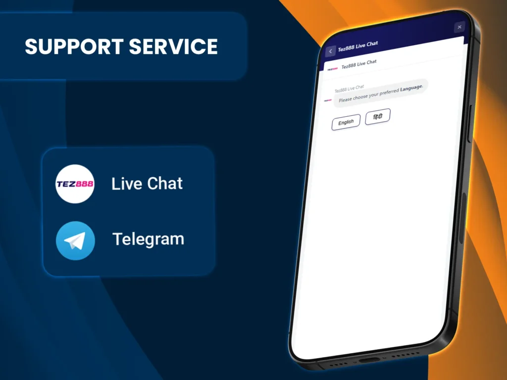 Contact Tez888 support via live chat, email or telegram.