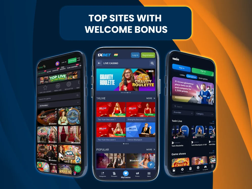 Explore top sites offering generous welcome bonuses for Live Casino.