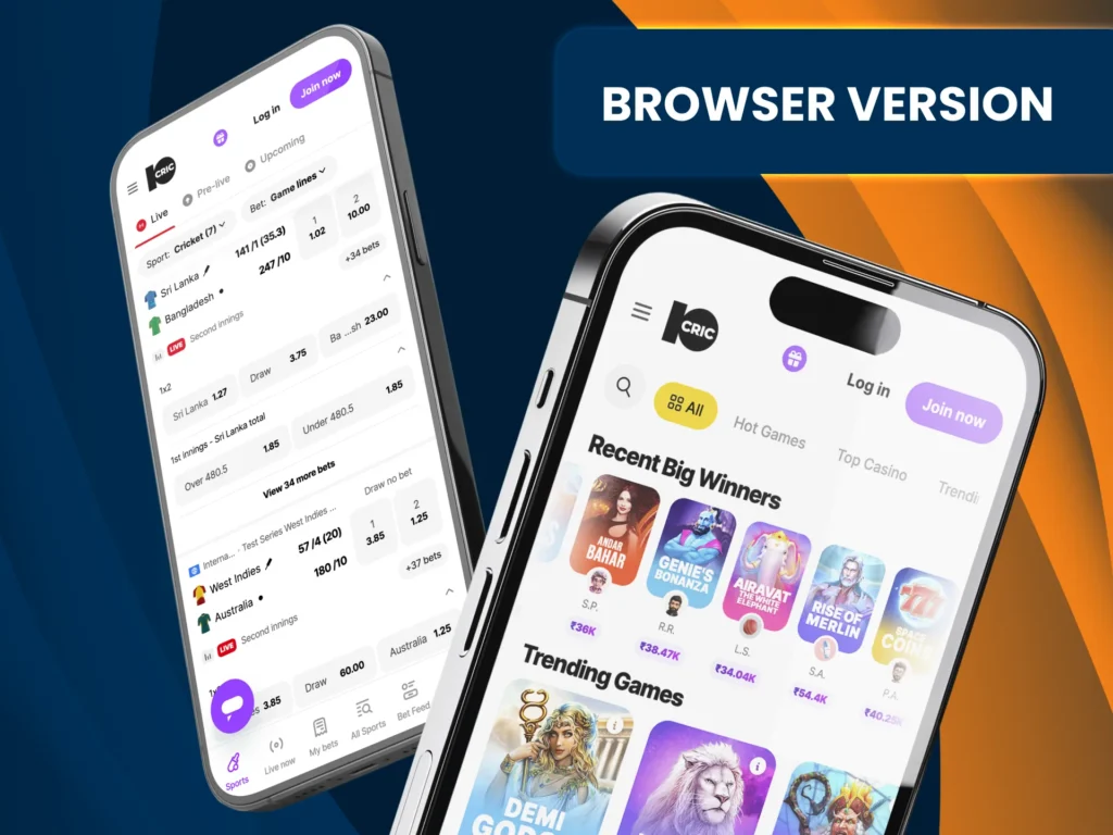 Use 10Cric on mobile with no download or setup needed.