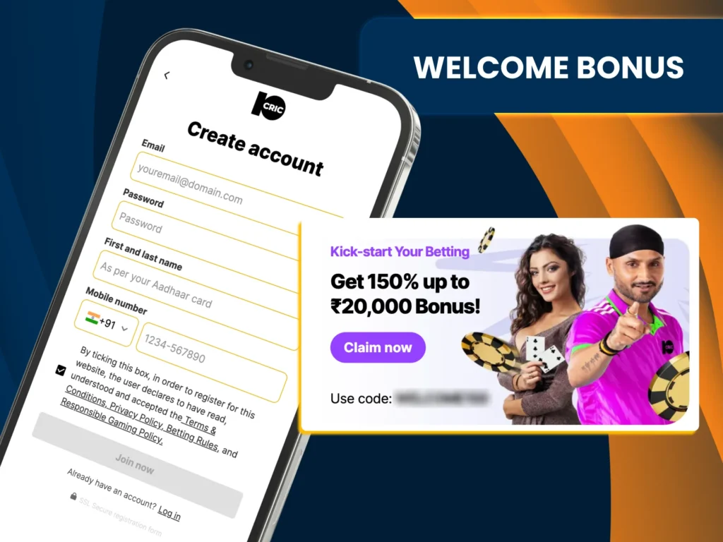 Enjoy sports and casino games with 10Cric welcome deal.