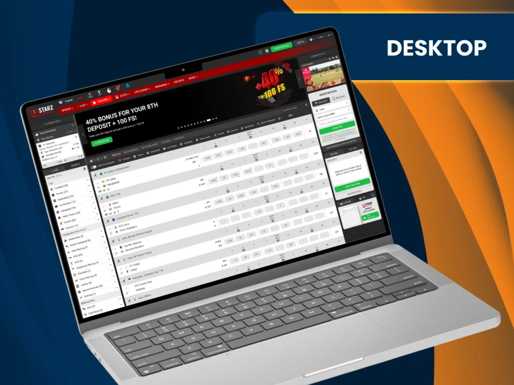 Desktop version of 888Starz offers seamless user experience.