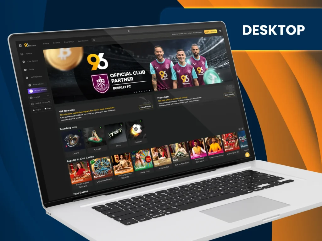 96in desktop site offers clean design and easy menu navigation.