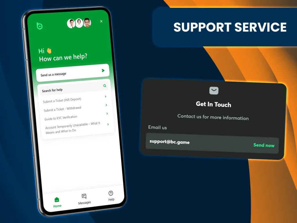 BC Game offers round-the-clock support through live chat and email.