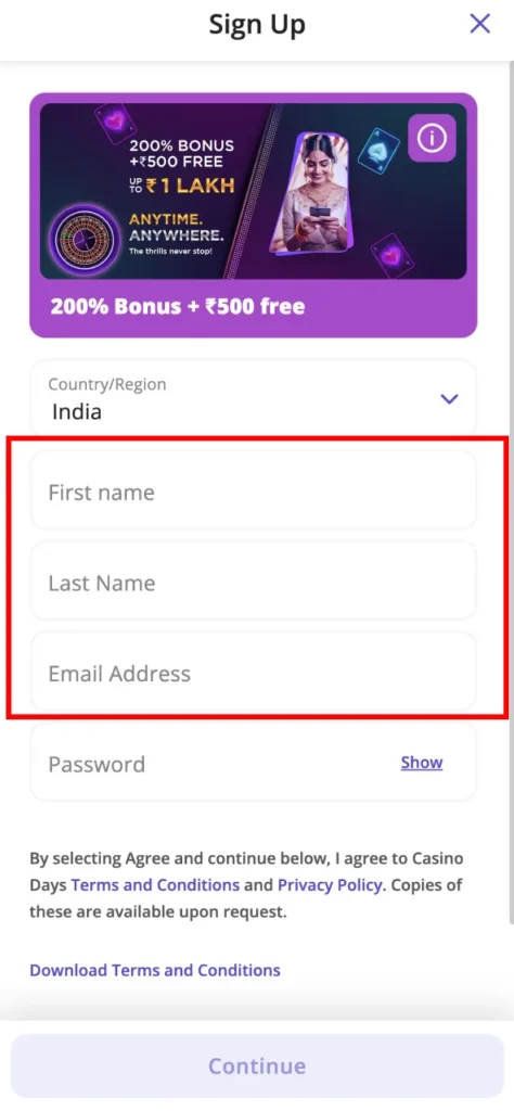 Use a valid email on Casino Days for account recovery and verification.
