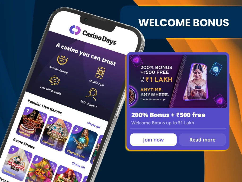 Casino Days offers one of India’s biggest welcome packages for new users.