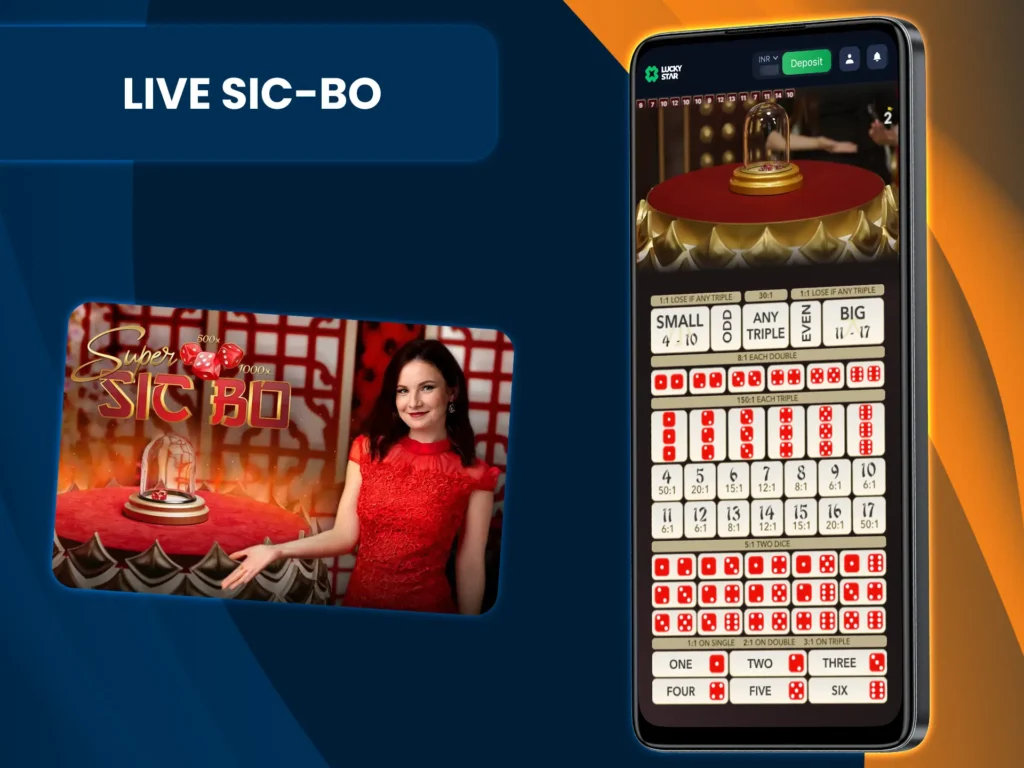 Roll the dice in Live Sic-Bo at LuckyStar.