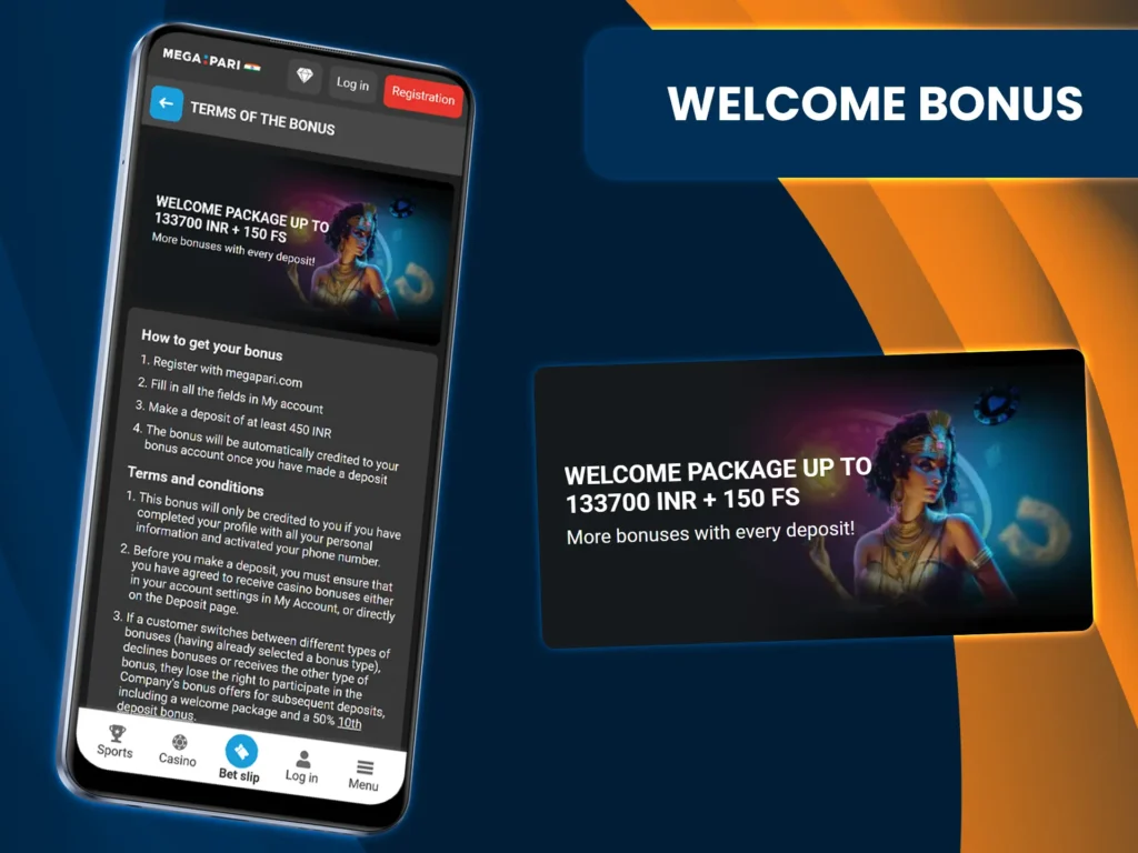 Claim a welcome bonus on your first two deposits to play at Megapari casino.