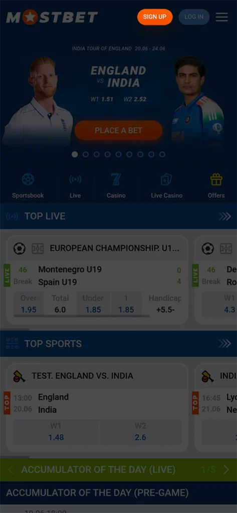 Start registering at Mostbet by clicking on the button.