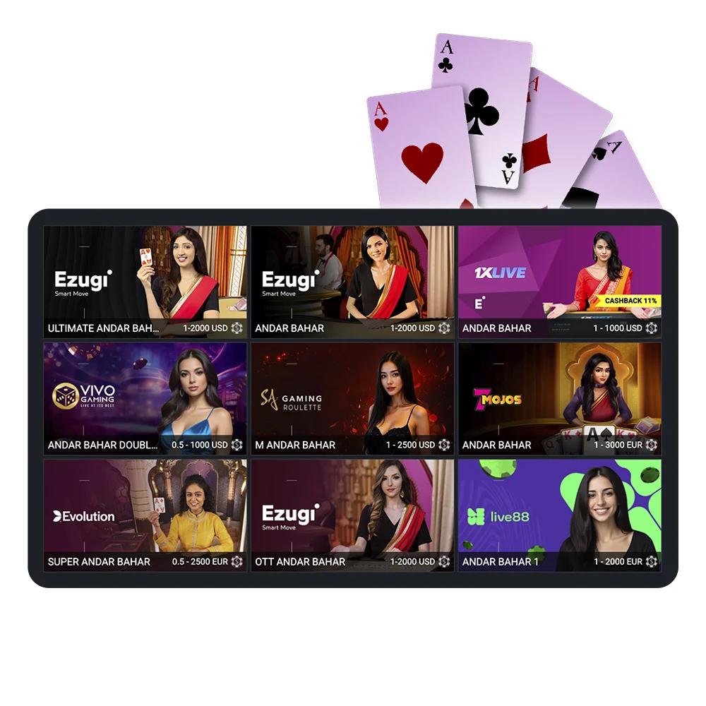 Get acquainted with the famous Andar Bahar game in the live casino.