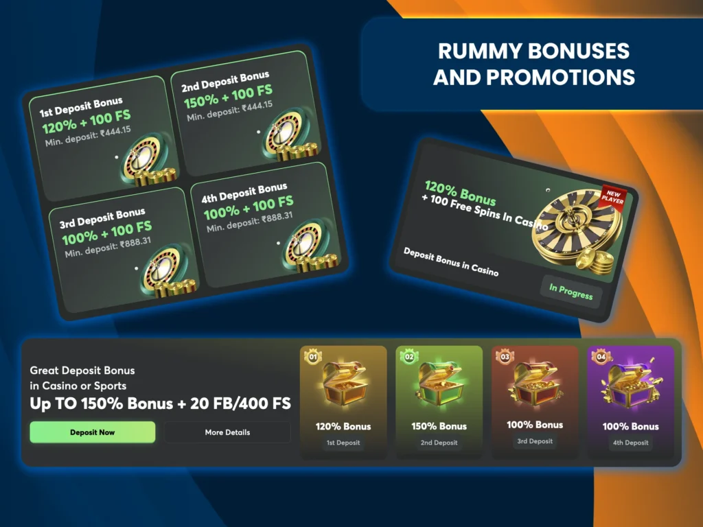 Use bonuses to increase your balance for playing Rummy.