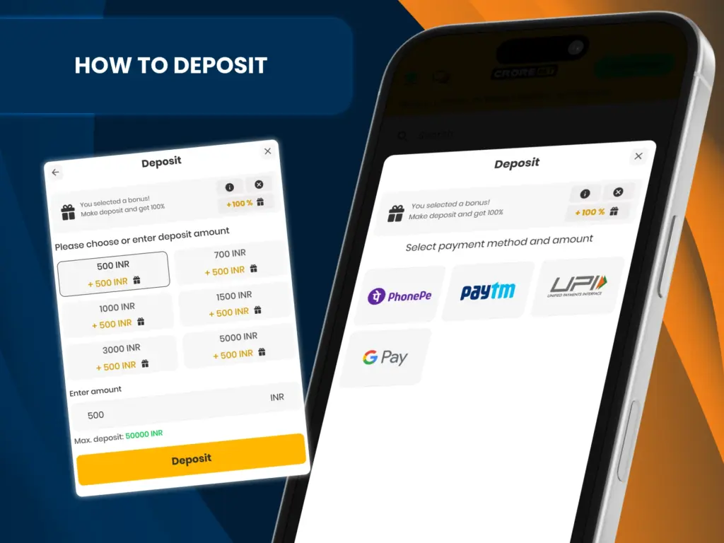 Find out how to deposit to your Crorebet account.