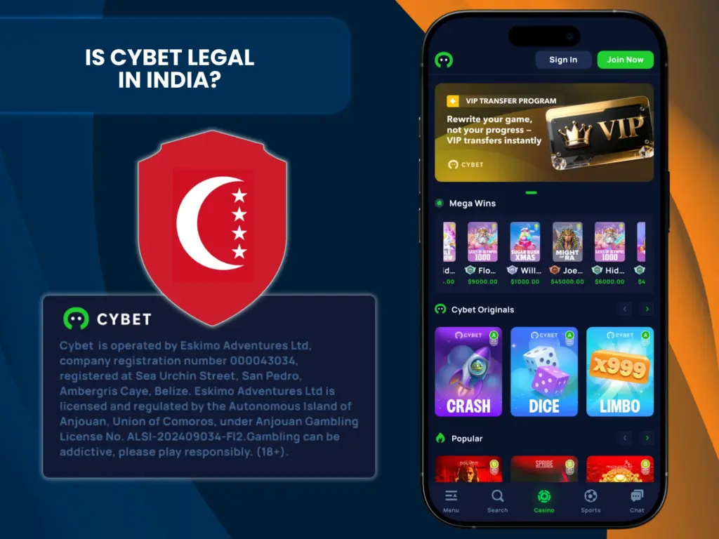 Enjoy a completely legal experience on the Cybet website.