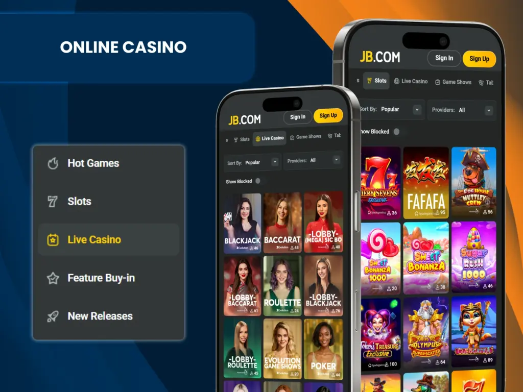 Check out the games available on the JB Casino website.