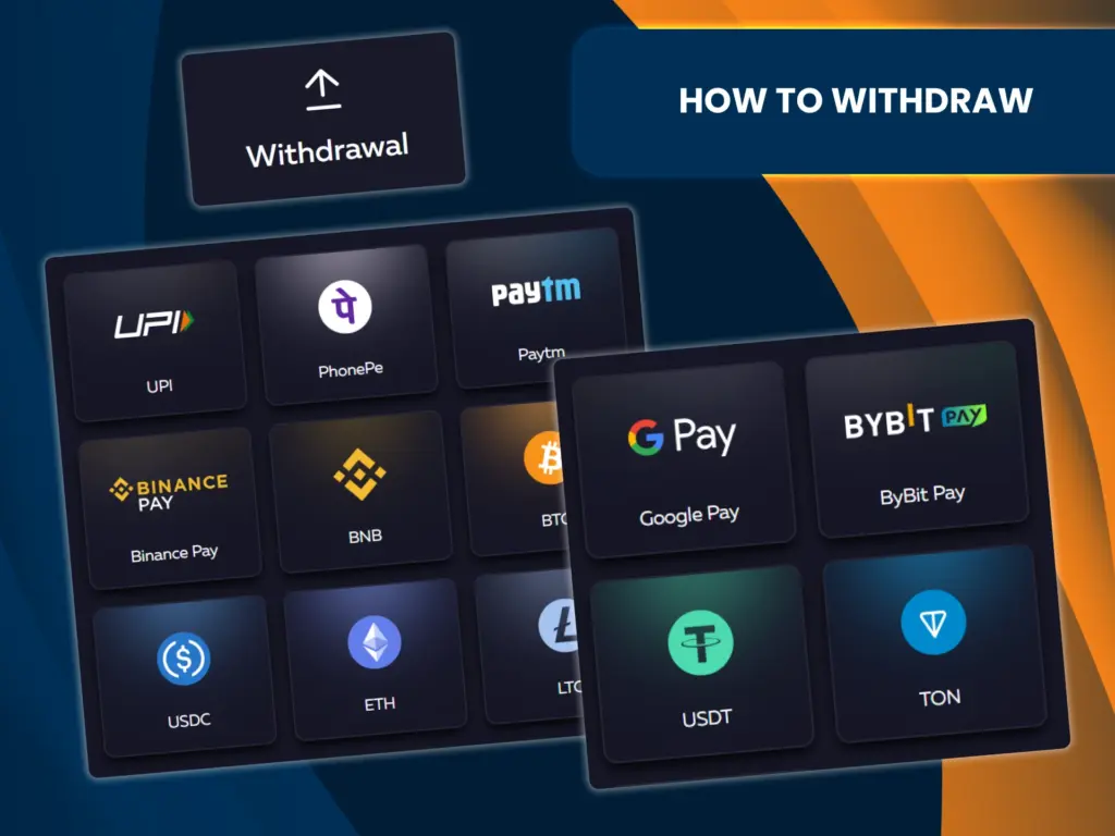 Vavada provides users with various methods of withdrawing funds.