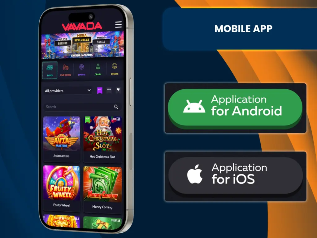 Download and install the Vavada app for Android and iOS.