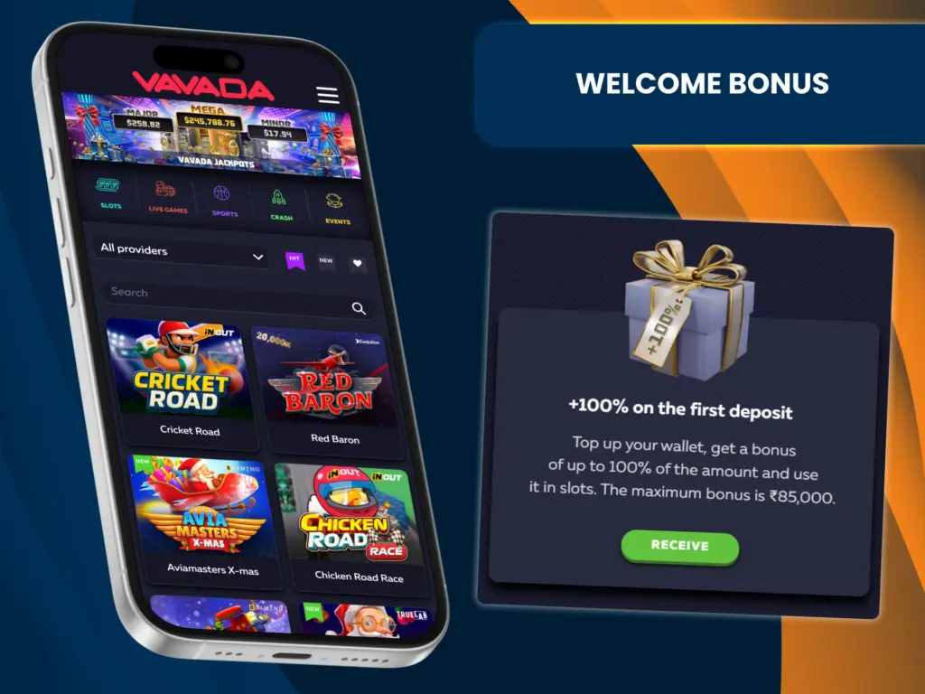 Register on the Vavada website to receive a welcome bonus.